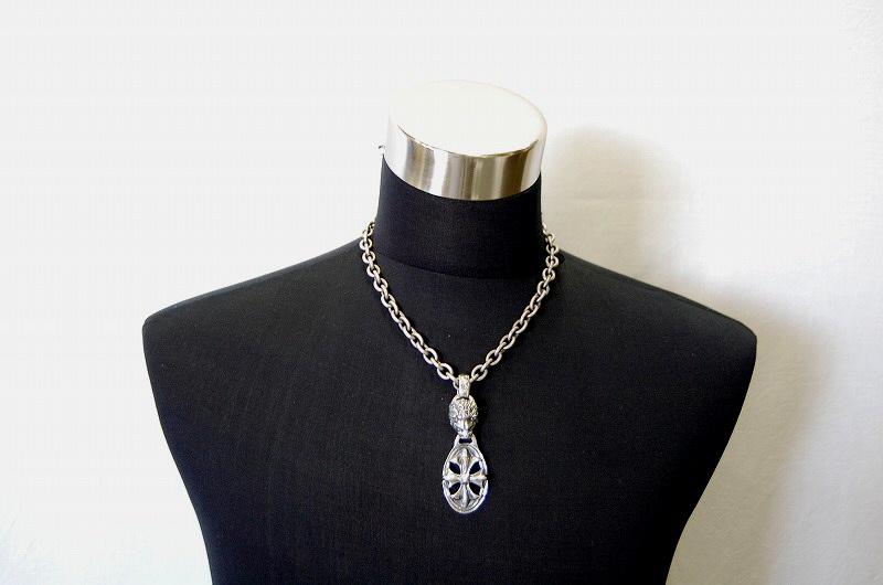 Lion & Cross Oval Pendant [P-162] / Three-fifth Chain Necklace[N-72] (50cm)
