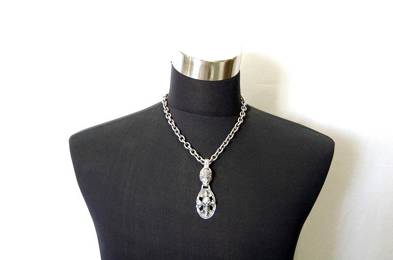 Lion & Cross Oval On Skull Pendant [P-163] / Three-fifth Chain Necklace[N-72] (50cm)