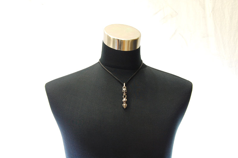 Single Skull With Noodle Pendant[P-136] / lethrter Necklace (45cm)