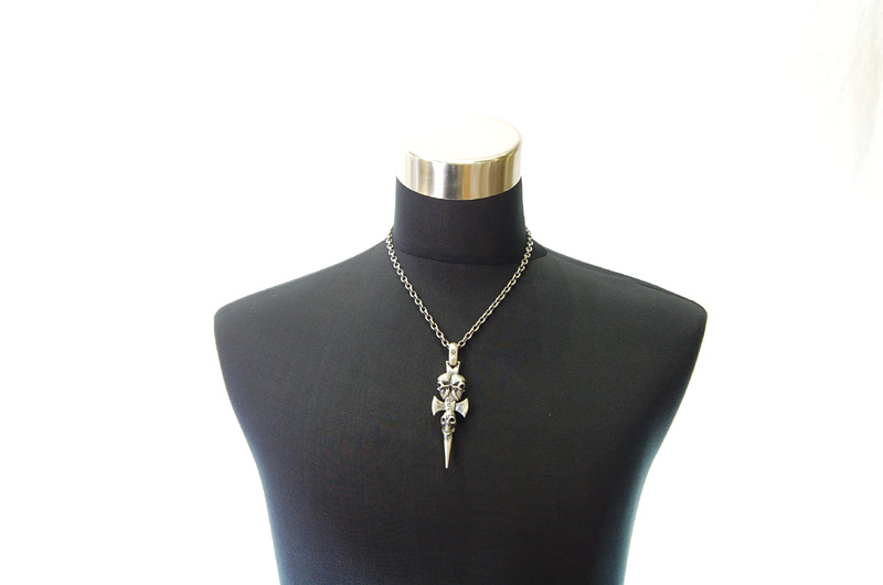 Triple Skull Dagger Pendant (Maltese Cross Stamp)[P-42] / Quarter Chain Necklace[N-66] (50cm)